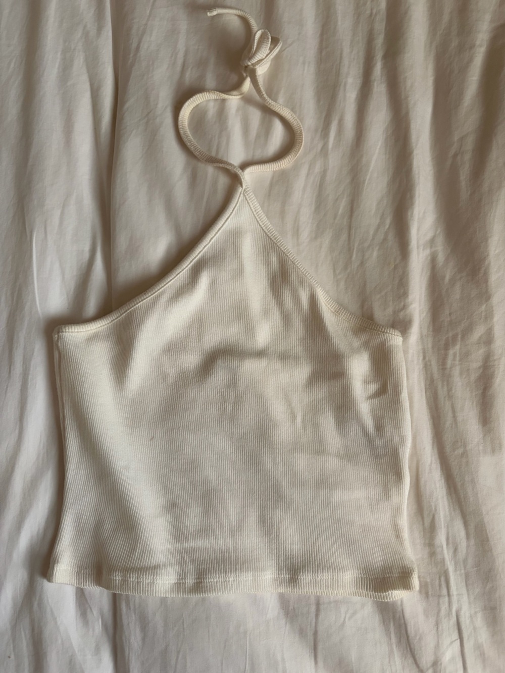 Garage Cream Ribbed Halter Tank